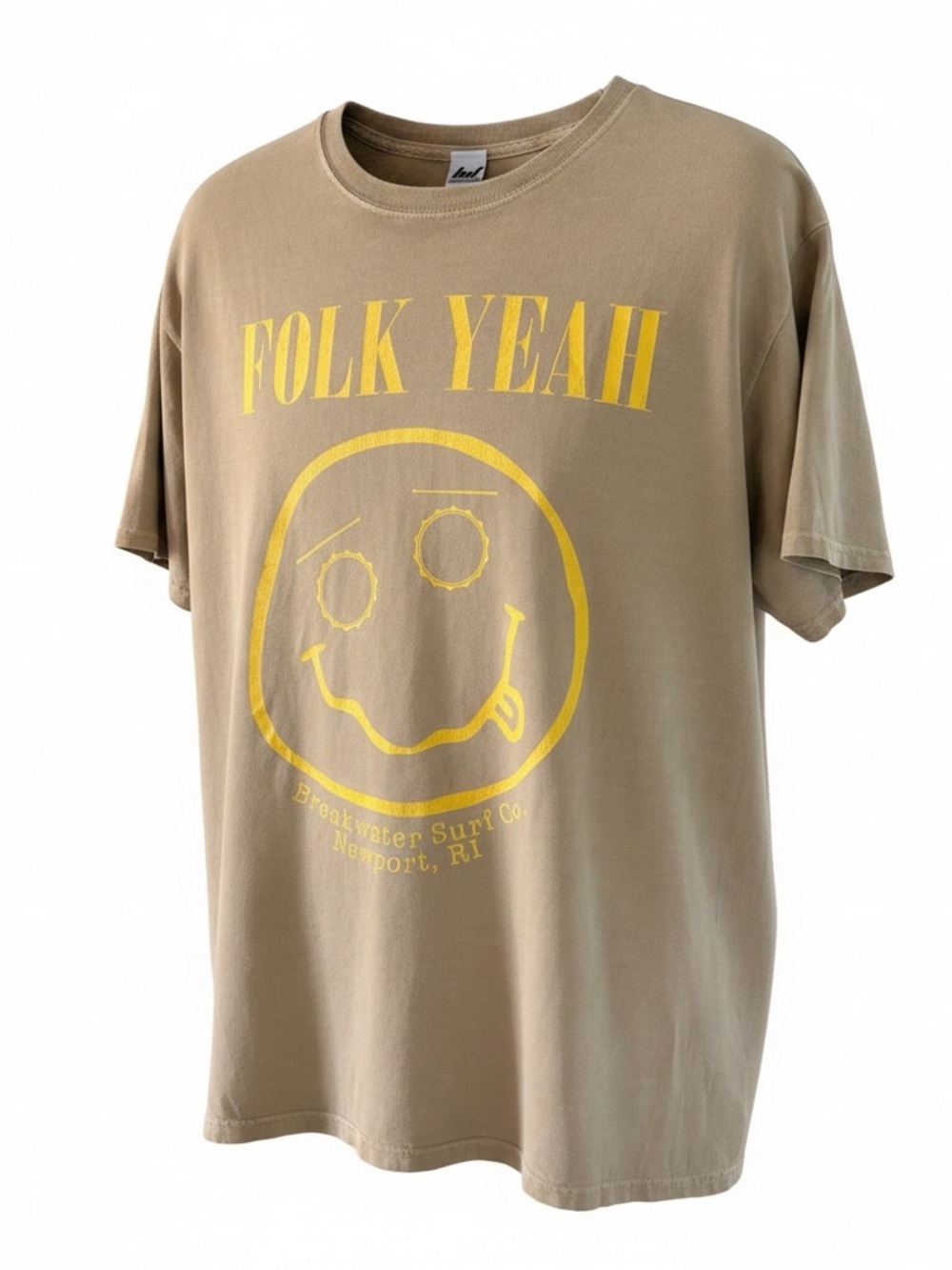 Folk Yeah Tan Graphic Short-Sleeve Tee by Breakwater surf men’s large